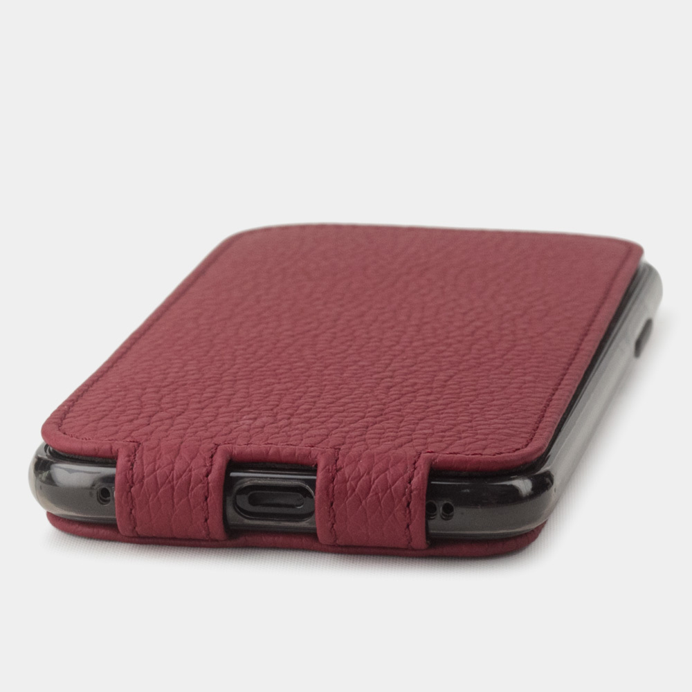 Чехол для iPhone X/XS из натуральной кожи теленка, вишневого цвета