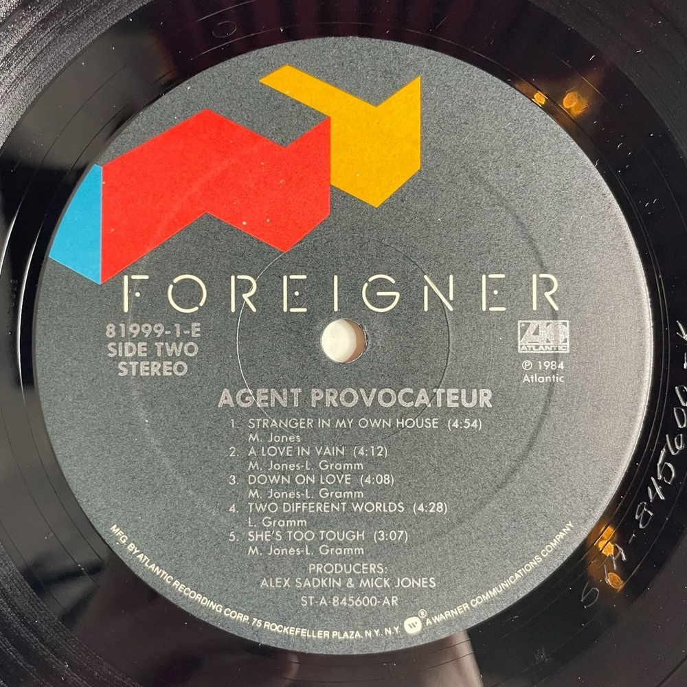 Винтажная виниловая пластинка LP Foreigner Agent Provocateur (USA 1984)