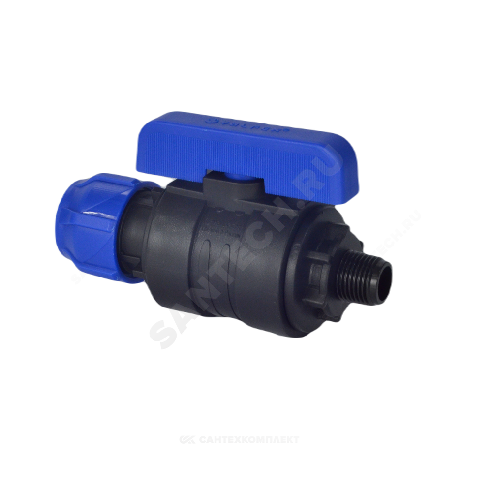 Кран шаровой компрессионный ПЭ Дн 25х1/2" НР Ру16 VALFEX 1210012625012