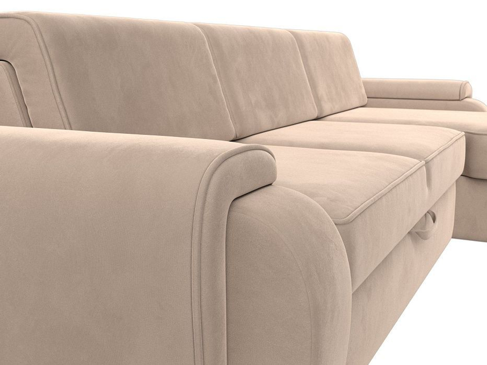 Диван угловой Лига-025 правый угол, Бежевый, Велюр, 119234