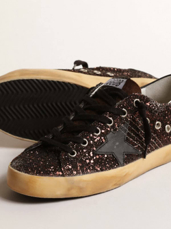 Super-Star in black glitter with black leather star and heel tab