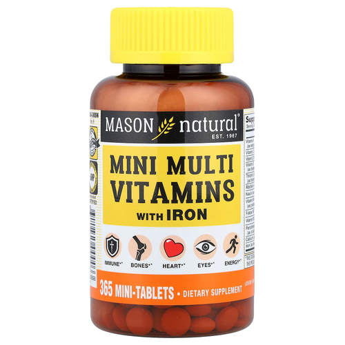 Mason Natural, Мультивитамины с железом, 365 мини-таблеток