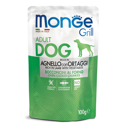 Monge Dog Grill Pouch паучи для собак ягненок с овощами 100г