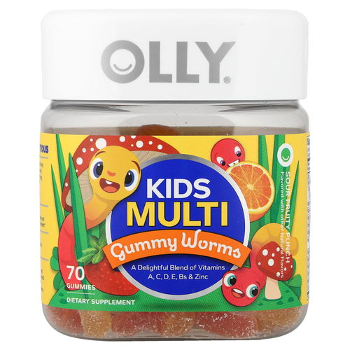 OLLY, Kids Multi, Gummy Worms, кислый фруктовый пунш, 70 жевательных таблеток