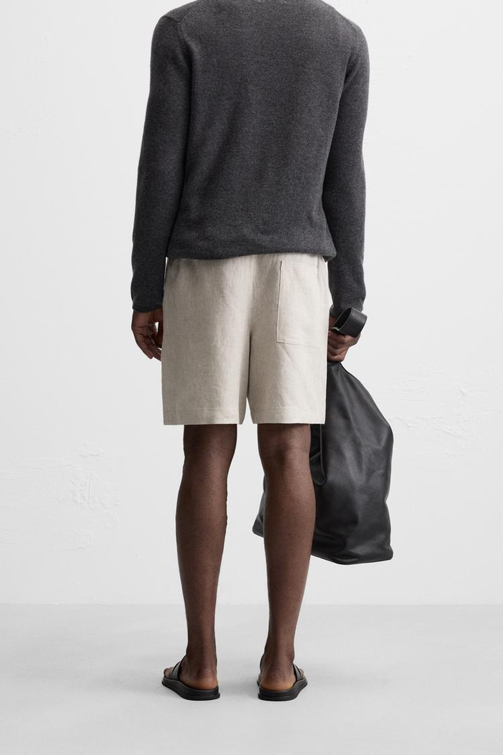 ZARA ШОРТЫ ИЗ 100% ЛЬНА, СВЕТЛО-БЕЖЕВЫЙ