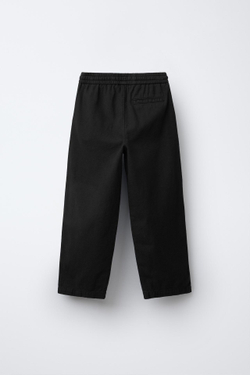 ZARA ЛЬНЯНЫЕ БРЮКИ С ПРЯМОГО КРОЯ, ЧЕРНЫЙ