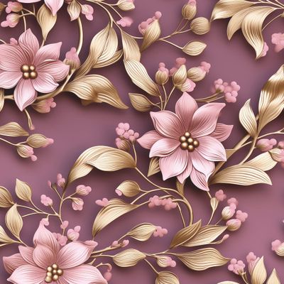 Фиолетовые объемные цветы, бесшовный узор