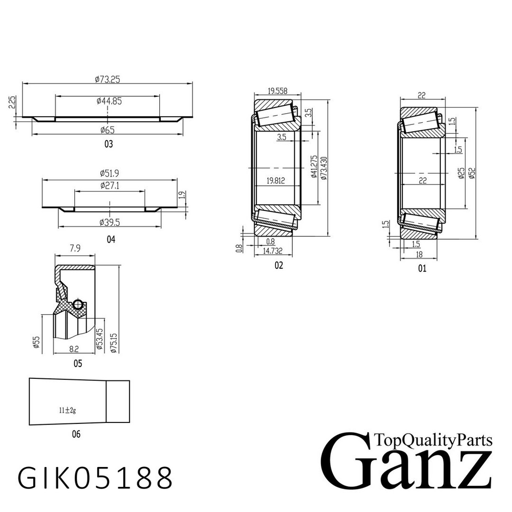 Подшипник ступицы передний MB Sprinter 2T/3T/4T-Sprinter/VW LT 28-35 II 06 GANZ GIK05188