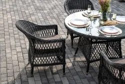 "Дольче" обеденная группа из искусственного ротанга, цвет графит
