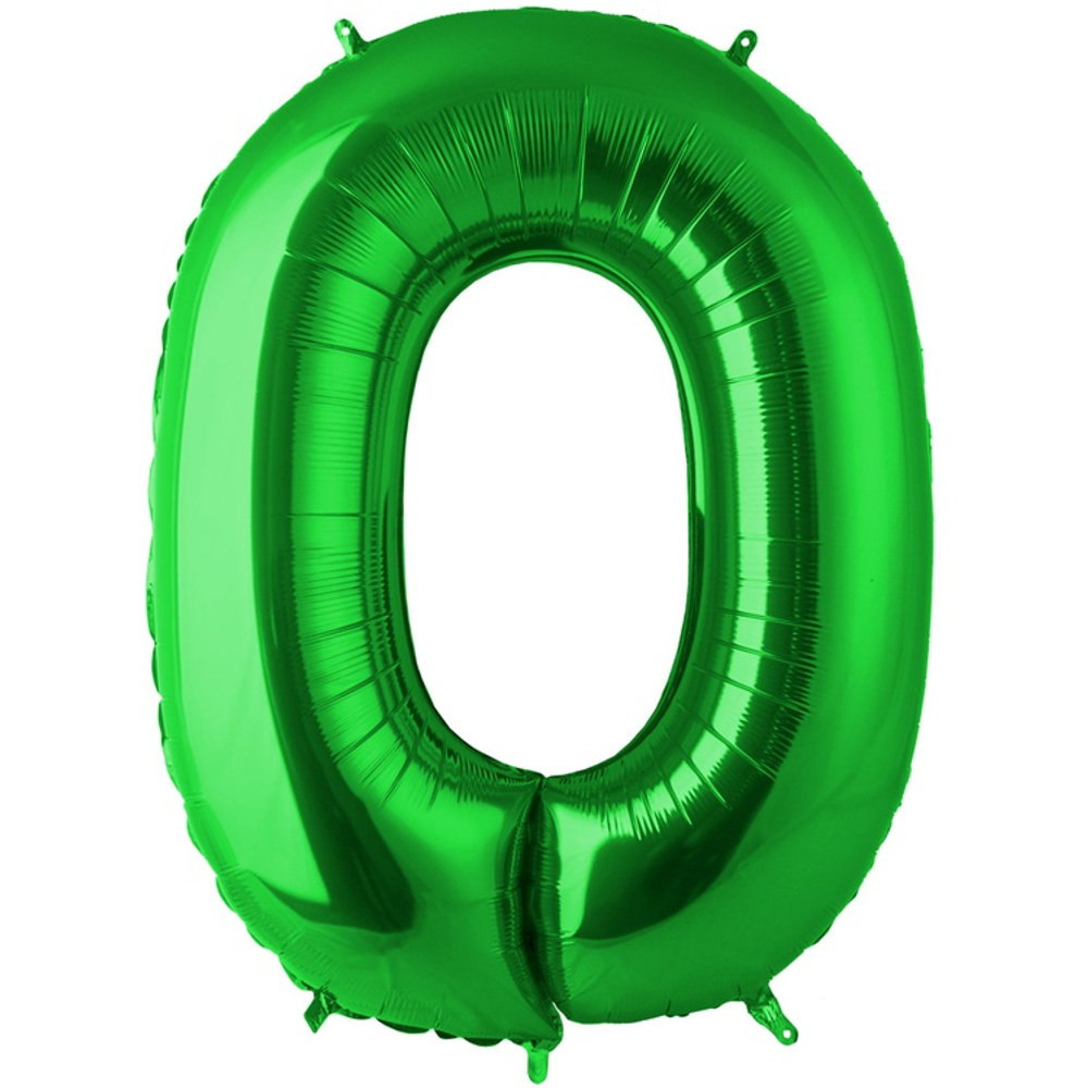 Шар фольгированный Цифра 0 101 см (Зеленый)