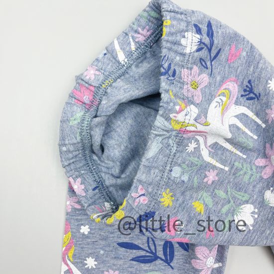 Бриджи "Единороги в цветах" хлопковые, Серо-голубые