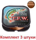 леска рыболовная T.F.W. 0,40mm 100m, 3 штуки