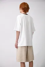 Купить Футболка Choompu оверсайз с воротом серый меланж белая Футболка Choompu оверсайз с воротом серый меланж белая