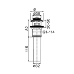 Выпуск для сифона click-clack цельномет. пробка 38мм с  переливом F66-2 (хром)