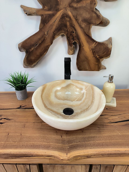 Раковина из оникса Bowl Natural BO-65737 40х40х15 из натурального камня