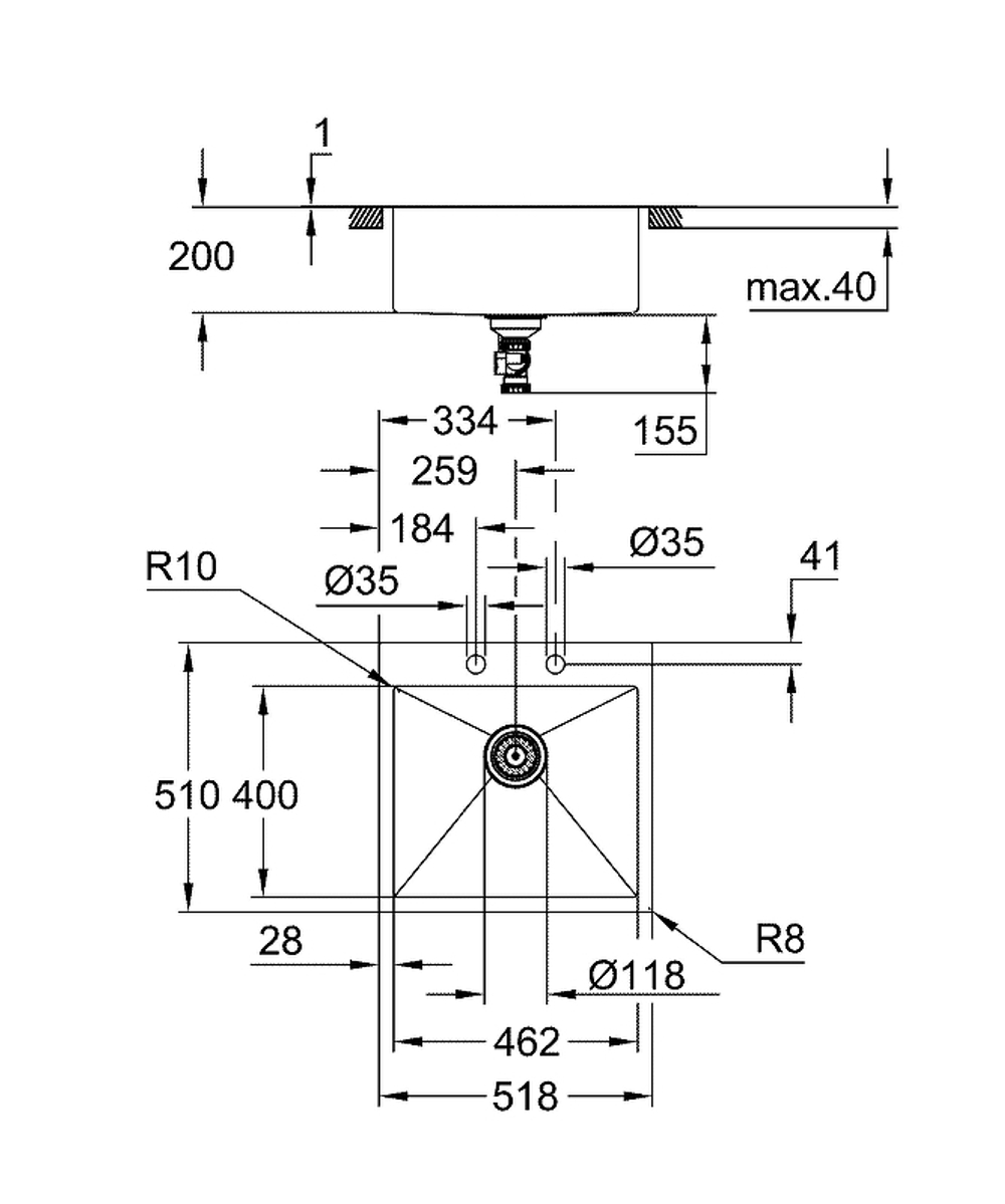 Кухонная мойка Grohe K800 52 31583SD1 Нержавеющая сталь