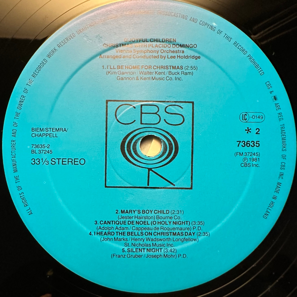 Placido Domingo - Christmas With Placido Domingo (Голландия 1982г.)