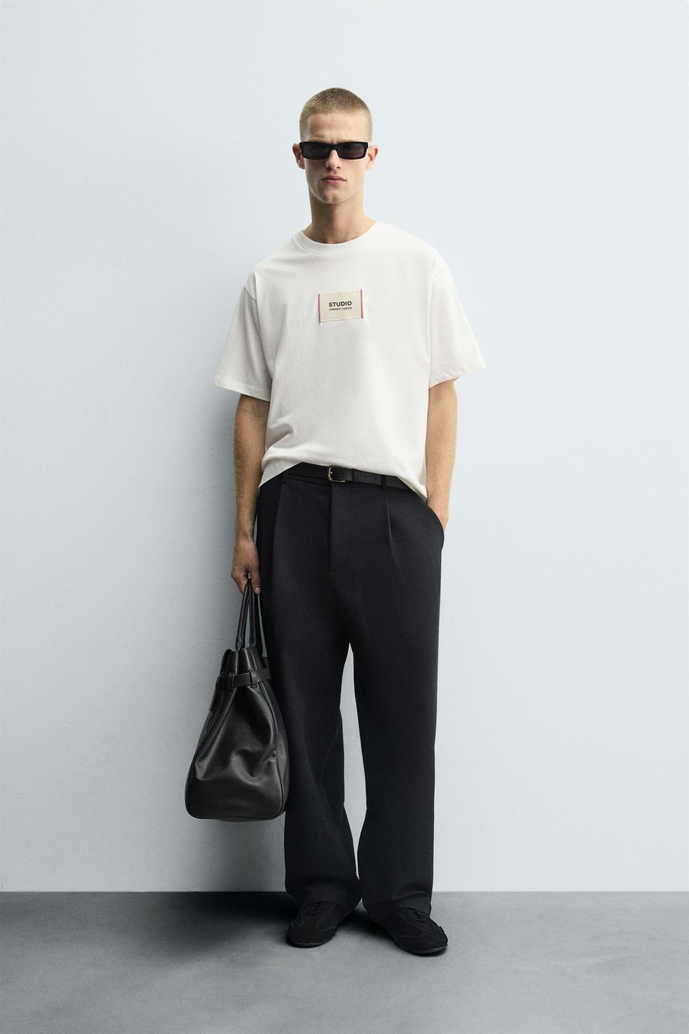 ZARA ФУТБОЛКА С ТЕКСТОВОЙ НАШИВКОЙ, БЕЛЫЙ