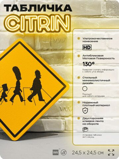 Табличка "Осторожно, Симпсоны" The Beatles, шуточная прикольная табличка на дверь и стену, для офиса и дома, декоративный знак, 24,5х24,5 см, пластиковая, Айдентика Технолоджи