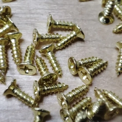 Шуруп - саморез маленький 2*6мм декоративный с потайной головкой (цвет - золото) - 50 штук