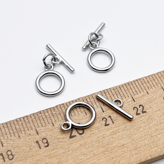 Замок-тоггл, цвет серебро (родий), размер 11*9 + 13*4 мм, цена за 1 шт