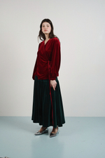 Рубашка на запах из бархата, "Вишневый пунш"