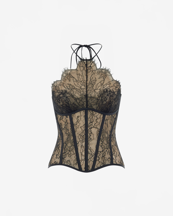 Топ корсетного типа из кружева c горловиной халтер
