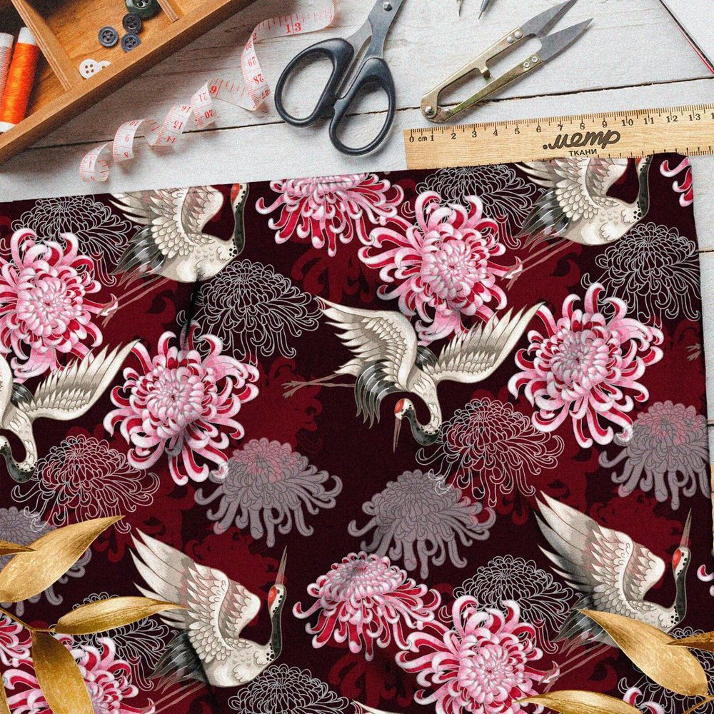 Ткань дюспо журавли в цветочном искусстве