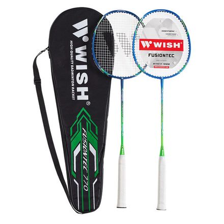 Набор для бадминтона WISH Fusiontec 770K, стальн. стерж, алюм. обод, со струнами, син/зел
