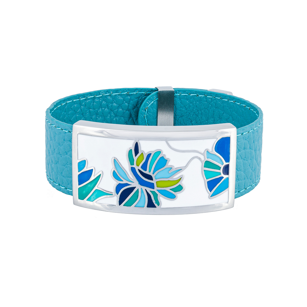 Браслет Fiore Luna на бирюзовом кожаном ремешке CB13599-4A