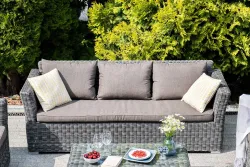 "Капучино" диван из искусственного ротанга трехместный, цвет графит