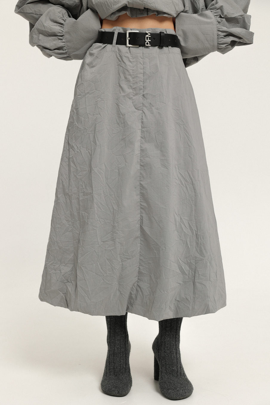 Юбка миди из жатого хлопка