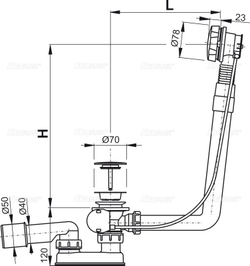Сифон Alca Plast A550KM-120 для ванны автомат комплект металл/металл жёсткий, 120 см