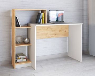 Стол письменный  КВАРТЕТ-2 белый / дуб крафт золотой