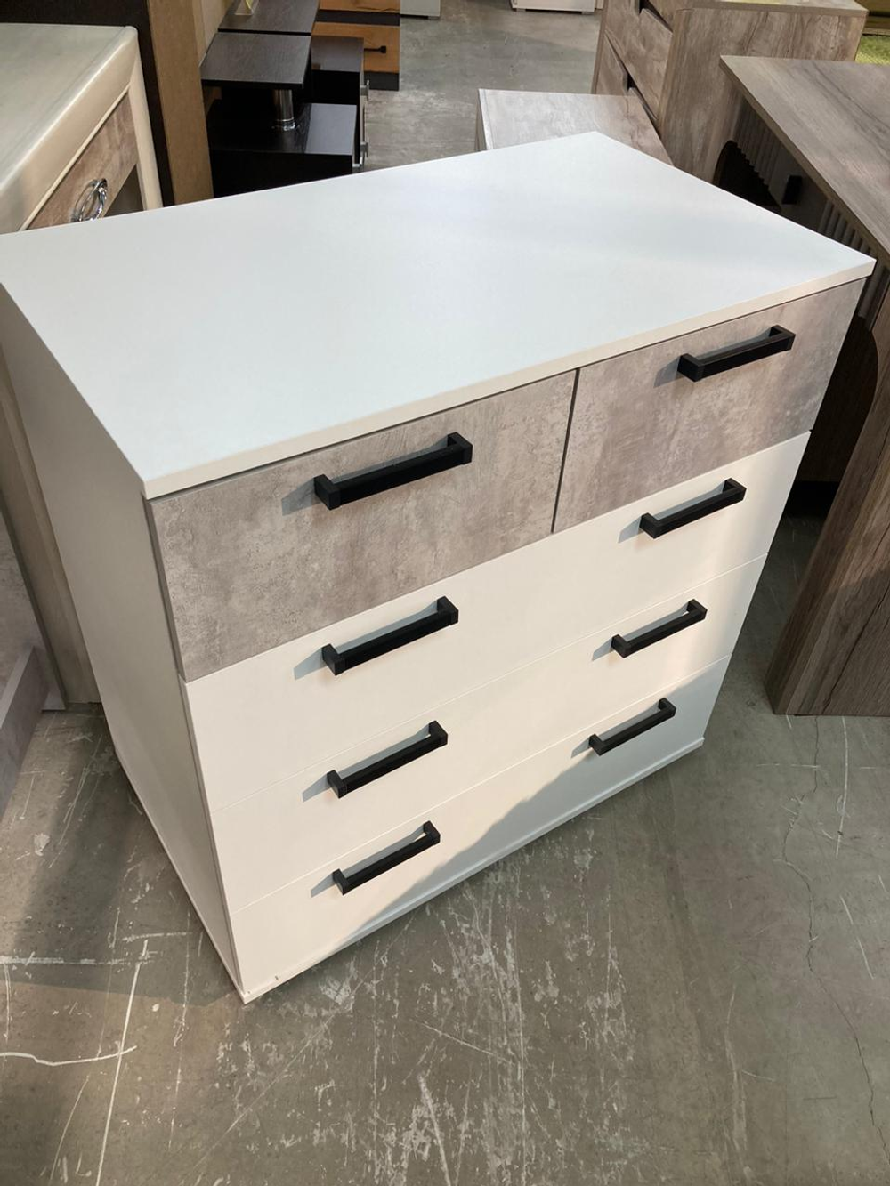 Комод Стандарт 5 белый/цемент светлый