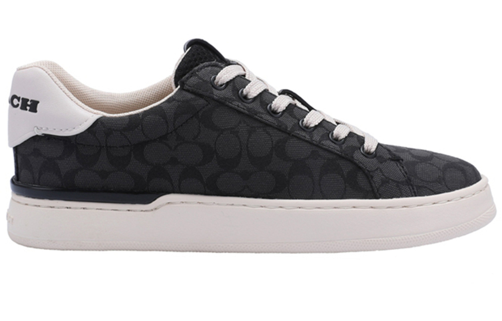 COACH Coach Lowline fabric wear-resistant lightweight letter lace-up low-top fashion sneakers women's black