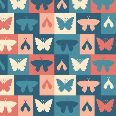 Современный коллаж из силуэтов бабочек и мотыльков