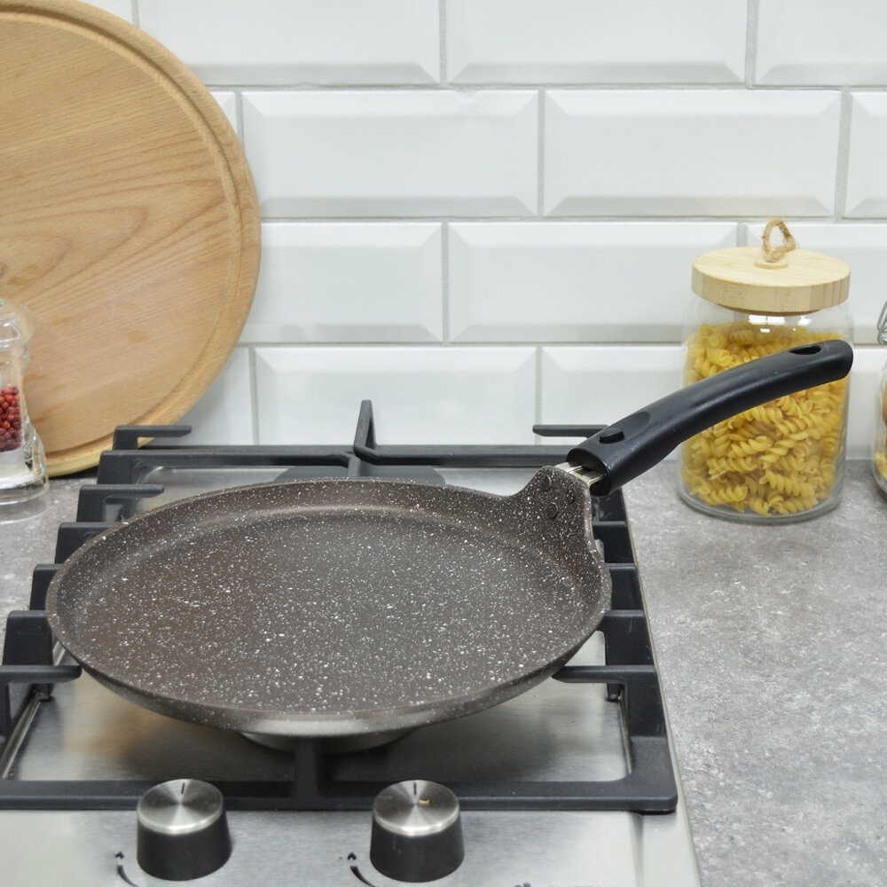 Блинница 24см со съемной ручкой "Кофейный мрамор"