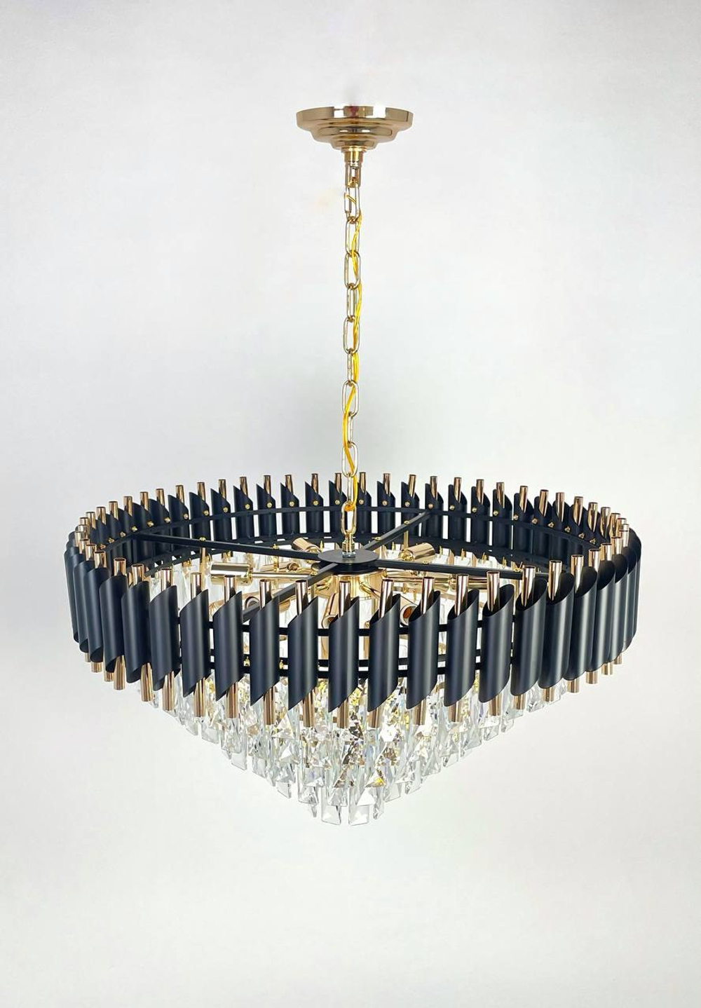 Люстра подвесная Lanbos, 12 ламп Е14, 480 Вт, до 30 кв м, черная+золото