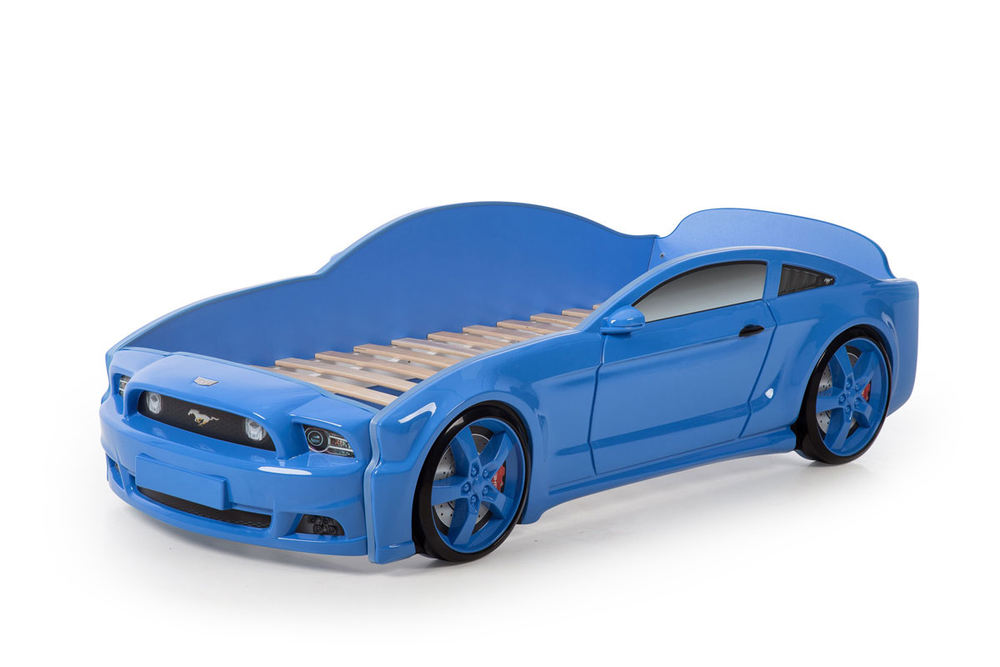 Кровать-машина "Мустанг" 3D (синяя)