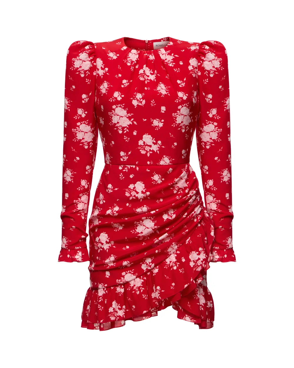 Charlotte, платье мини из красного крепдешина с цветочным принтом