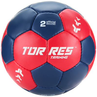 Мяч гандбольный TORRES Training, H32452, р.2, ПУ, 4 подкл. слоя, руч. сшивка, сине-красный