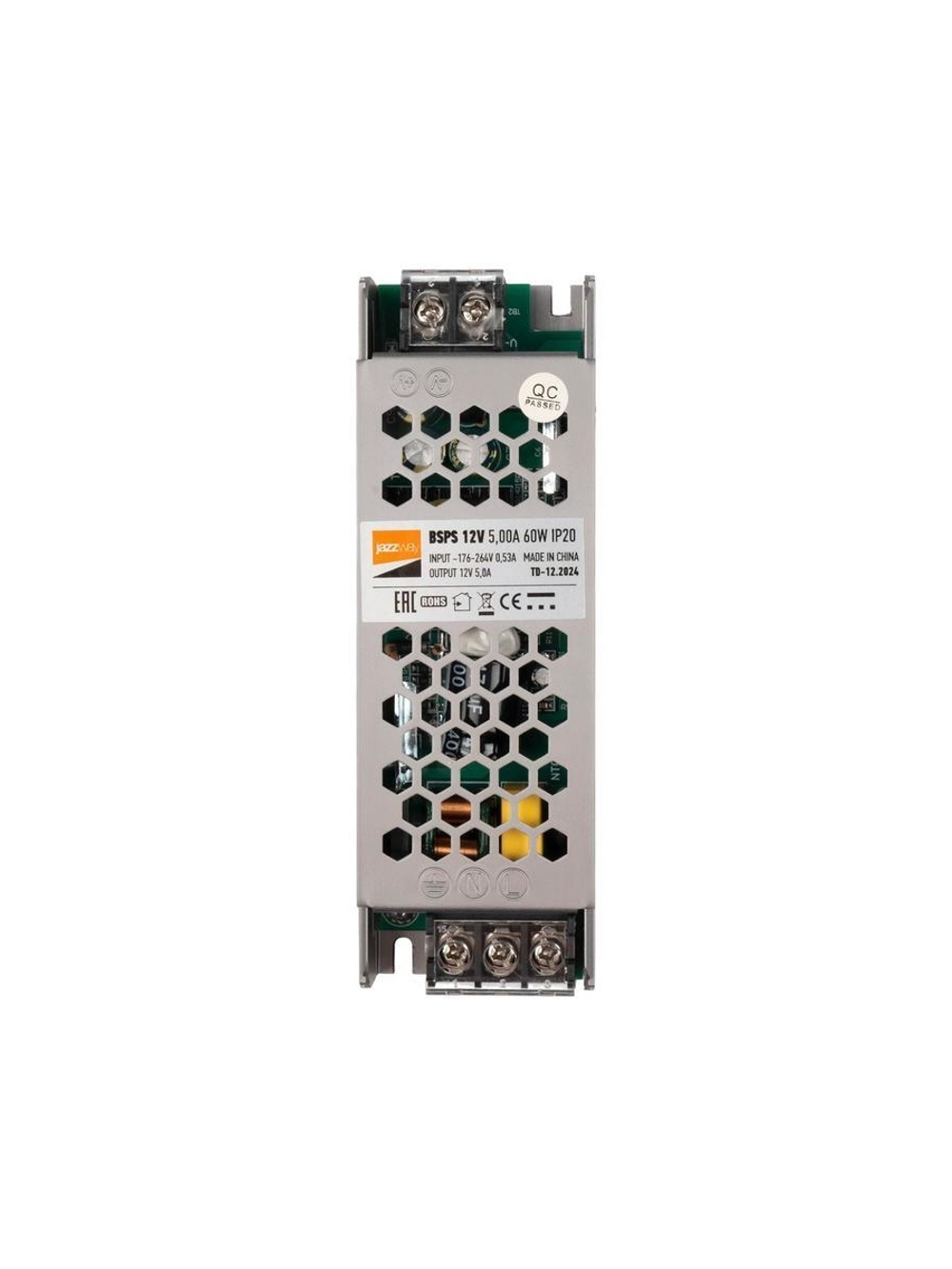 Блок питания для светодиодной ленты 60Вт 5А 12В IP20 BSPS метал. JazzWay 3329327A