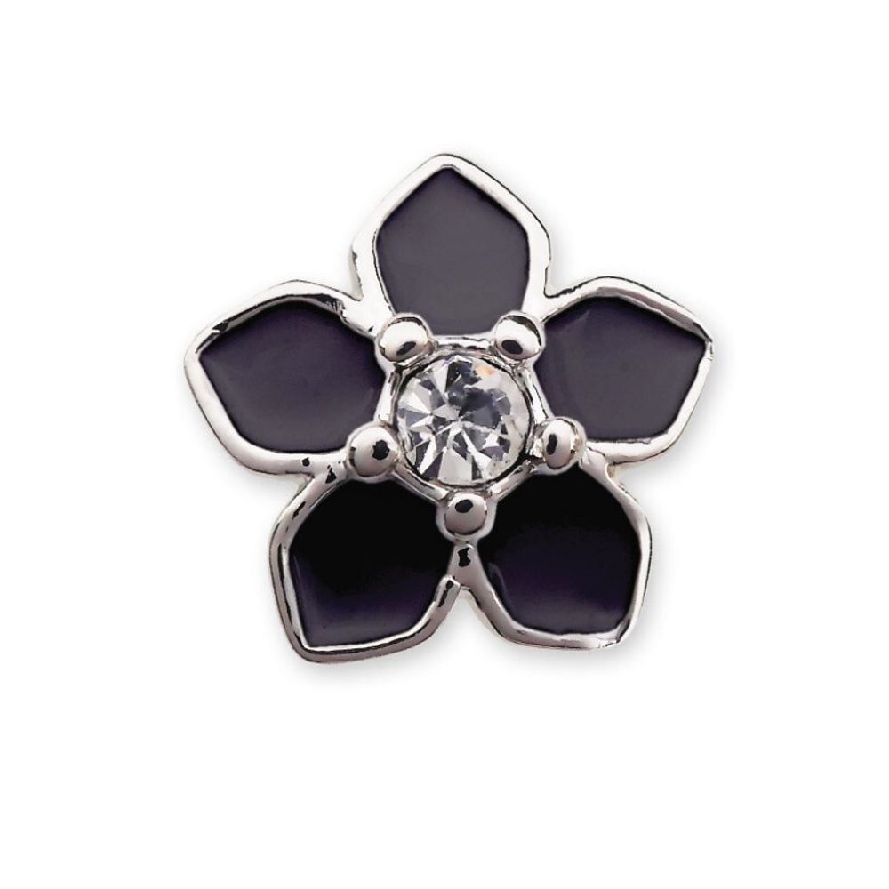 Медицинские серьги-гвоздики Flower Zircon Black Enamell Biojoux BJT969