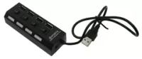 USB-Концентратор 4-USB-порта Smartbuy SBHA-7204-B с выключателем чёрный