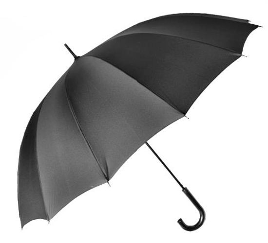 Мужской зонт трость Три Слона Черный - Однотонный Механика 1776
