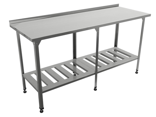 Стол производственный "Профи" СППР, полка решетка, 2000х400х860 мм, с бортом