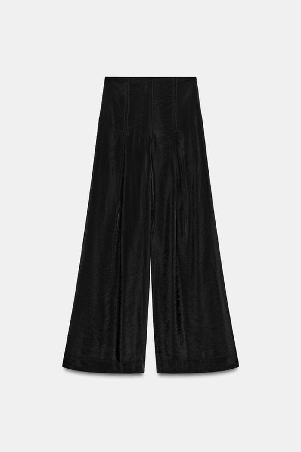 ZARA БРЮКИ ПОЛУПРОЗРАЧНЫЕ ШИРОКИЕ БРЮКИ, ЧЕРНЫЙ