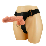 Телесный женский вибрострапон 24см на ремешках с проводным пультом Baile Ultra Passionate Harness Strap On BW-022084ZR