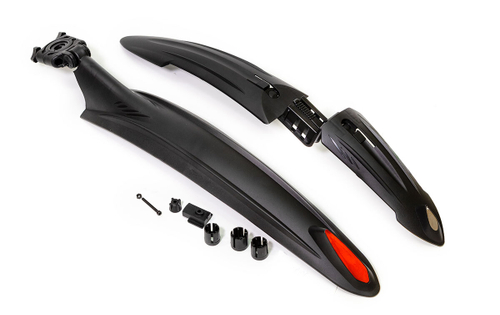 Крылья вело 26" полноразм.шир.70 мм, пластик чёрный, крепл. за бустер, штаны, раму